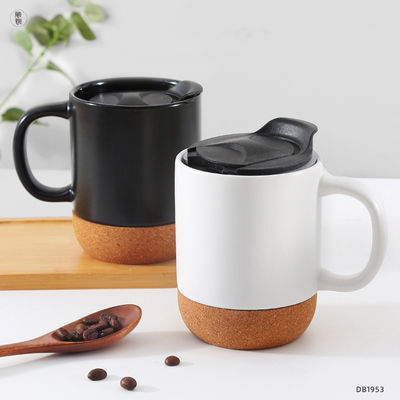 黒色マット色 グラス セラミックコルク底 カフェカップ カスタムロゴ