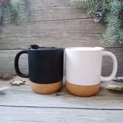 黒色マット色 グラス セラミックコルク底 カフェカップ カスタムロゴ