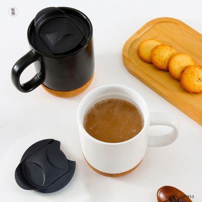 14 OZ コルクベース石器 マット カスタムデザイン 母の日 バレンタインデー 陶器 カスタムカップ PP蓋付き