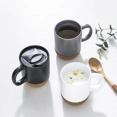 14 OZ コルクベース石器 マット カスタムデザイン 母の日 バレンタインデー 陶器 カスタムカップ PP蓋付き