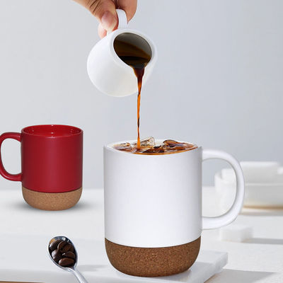 14 OZ コルクベース石器 マット カスタムデザイン 母の日 バレンタインデー 陶器 カスタムカップ PP蓋付き