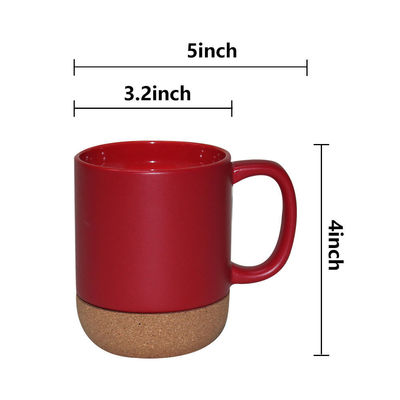 14 OZ コルクベース石器マット カスタムデザイン セラミックコーヒーカップ PP蓋付き 耐久性