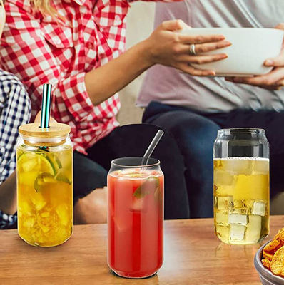 16オンス アイスコーヒーカップ バブルティーポップ缶 ビールワイン飲料 ガラスカップ ガラスストロー