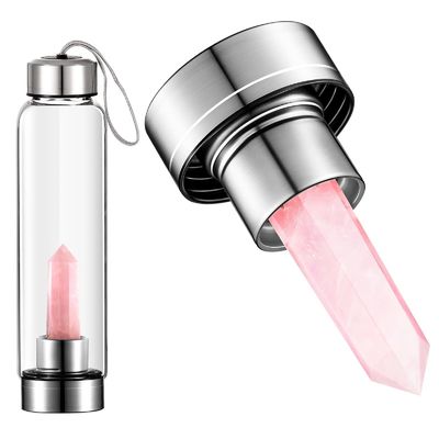 500ml 容量 ヴィンテージデザイン ヒーリング ガラス 石 水晶 水瓶