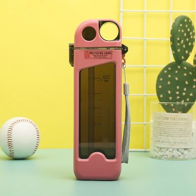 カスタムロゴ スポーツカップ ストローと容量ライン 350ml スクエアプラスチック水瓶