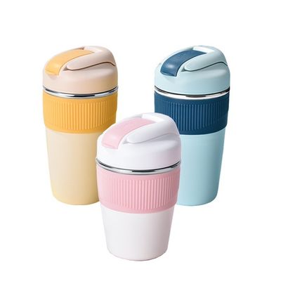 350ml 480ml 可愛いダブルウォール 旅行カップ カフェ 絶縁 タンブラー 真空 熱カップ ストロー