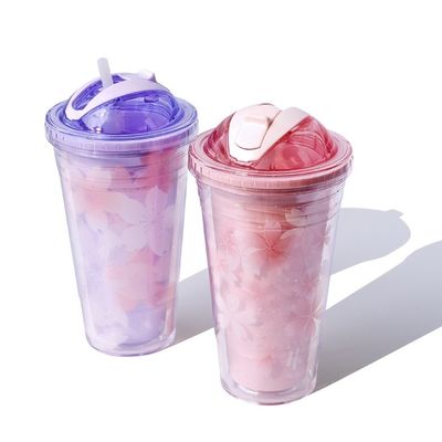 アウトドアキャンプ必需品 480ml プラスチック水瓶 オーダーメイドパターンとストロー