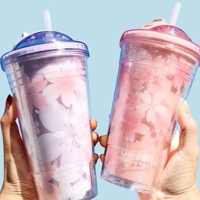 アウトドアキャンプ必需品 480ml プラスチック水瓶 オーダーメイドパターンとストロー