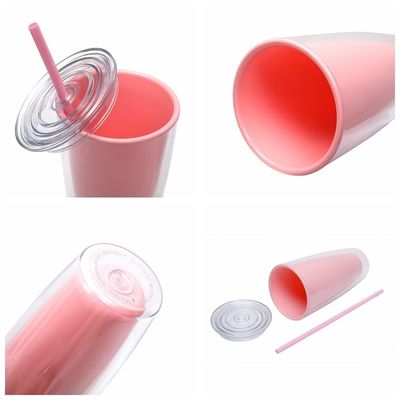 子供の再利用可能なタムラー 直接色を変えるプラスチックカップ 蓋とストロー
