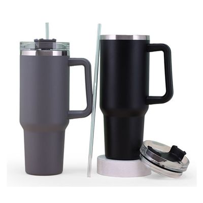 OEM 40 OZ トンブラー ハンドル ステンレス スチール 18/8 真空 旅行 カフェ カップ と ストロー