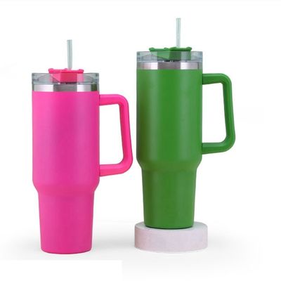 OEM 40 OZ トンブラー ハンドル ステンレス スチール 18/8 真空 旅行 カフェ カップ と ストロー