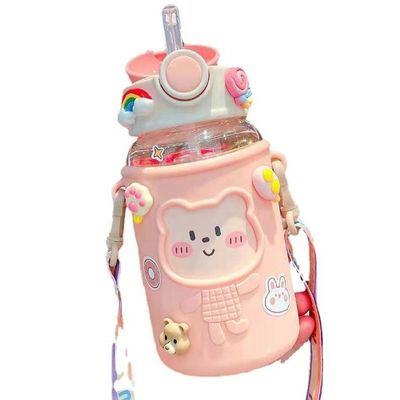 620ml プラスチック製の防腐用水瓶 クマの形蓋とラニヤードキュート