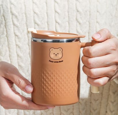 直接 450ml 304ステンレスステールコーヒーカップ ハンドルとカスタマイズされた色ロゴ