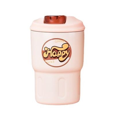 350ml かわいいデザインのステンレスステール 壁が2つ 蓋付きの真空隔熱コーヒーカップ