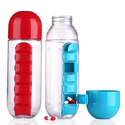 沸騰水 多機能 600ML 2 イン 1 日用プラスチック水瓶 7 日用錠剤ケース