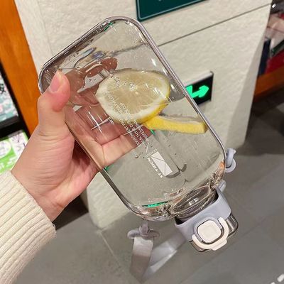オーダーメイド ロゴ スクウェア 透明 水瓶 750ML ジム スポーツ 漏れ防止 プラスチック