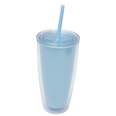 750ml 容量 透明なプラスチックカップ 蓋とストロー 子供のための再利用可能なタムラー