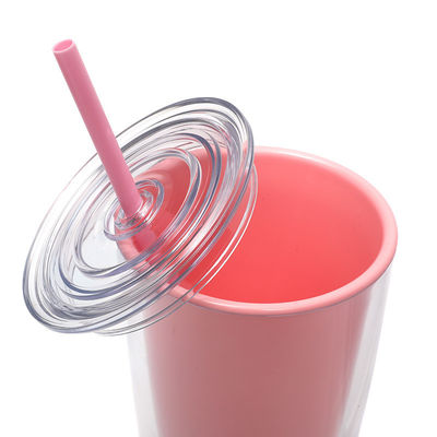 750ml 容量 透明なプラスチックカップ 蓋とストロー 子供のための再利用可能なタムラー