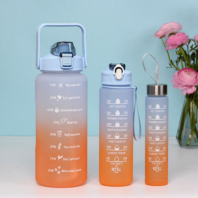 3pcs/Set ポータブル スポーツ グラデント カラー 水瓶 2000ML 900ML 280ML 蓋付き