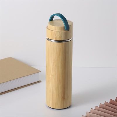 500ml ダブルウォールステンレス鋼 スポーツ 温水器用 水瓶 飲料用用用 竹殻付き