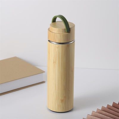 500ml ダブルウォールステンレス鋼 スポーツ 温水器用 水瓶 飲料用用用 竹殻付き