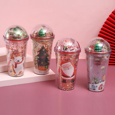 500ml クリスマススタイルのプラスチック水瓶 持続可能な飲み物のための可愛いタンブルデザイン