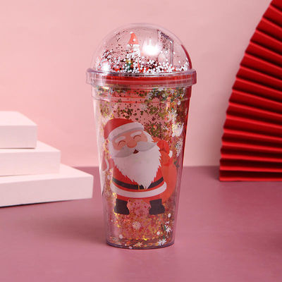 500ml クリスマススタイルのプラスチック水瓶 持続可能な飲み物のための可愛いタンブルデザイン