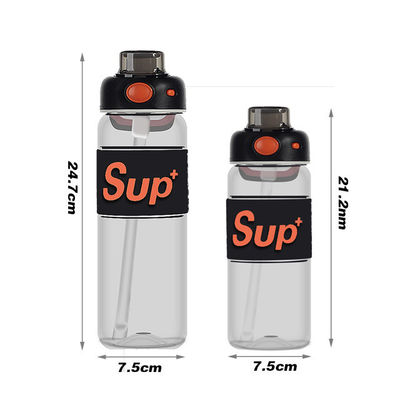 ブラック 防水 トリタン BPA フリー スポーツ 水瓶 時刻印付き 680ml プラスチック モチベーション水瓶