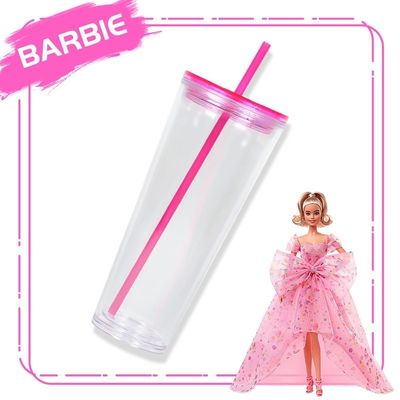 710ML 透明な水瓶 24オンス パーティーの機会にカバーとストローとプラスチックタンブラー