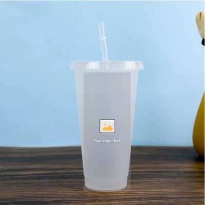 710ML 透明な水瓶 24オンス パーティーの機会にカバーとストローとプラスチックタンブラー