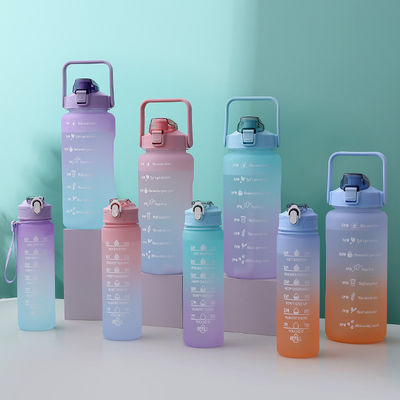 備品2023 グラデント カラー 3 in 1 セット 64オンス 半ガロン ジム モチベーション用水瓶 2000ML 900ML 280ML