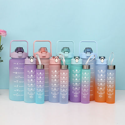 備品2023 グラデント カラー 3 in 1 セット 64オンス 半ガロン ジム モチベーション用水瓶 2000ML 900ML 280ML