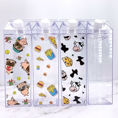 カスタマイズされたロゴ 500ml 1000ml 透明アクリルミルクカートン 水瓶