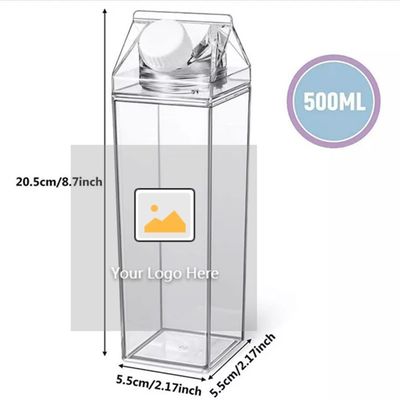 現代 17oz 500ml 食品グレード プラスチック 屋外 透明 ミルク 方形 カートン 水瓶