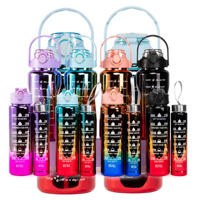 Unisex 動機付け水瓶 ストロー 64オンスタイムマーカー BPA無料飲み水瓶
