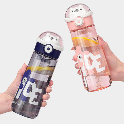 ポータブル エコフレンドリー BPAフリー クリア トライタン 飲み放題 プラスチック熊用 水瓶 子供用 ストロー付き