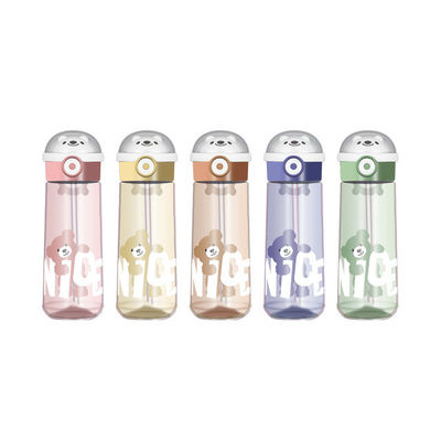 ポータブル エコフレンドリー BPAフリー クリア トライタン 飲み放題 プラスチック熊用 水瓶 子供用 ストロー付き