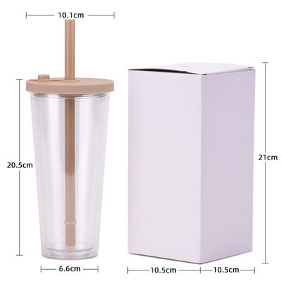 24オンス 700ml トンブルバブルティーカップ ダブルウォール プラスチックボババブル 蓋付き再利用可能なカップ