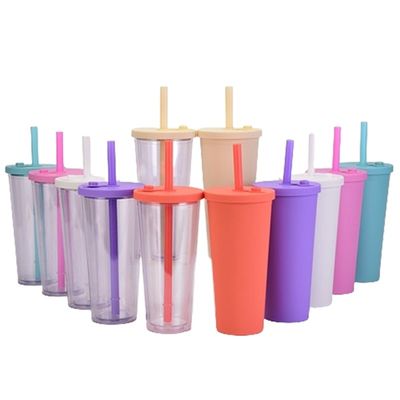 24オンス プラスチック ダブルウォール 再利用可能な泡ミルクティーカップ BPA無料 オーダーメイドロゴ