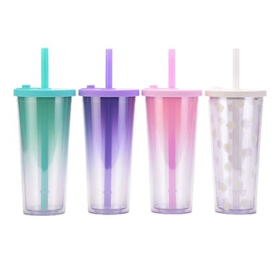 24オンス プラスチック ダブルウォール 再利用可能な泡ミルクティーカップ BPA無料 オーダーメイドロゴ