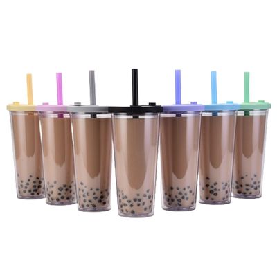 飲み物型 カップ 吸管付き プラスチックのミルクティーカップ