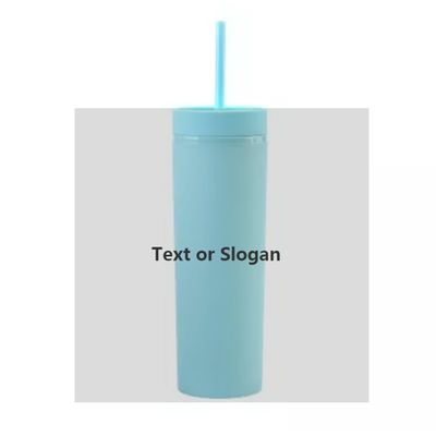 16オンス カスタムマット水瓶 ダブルウォール アクリルタンブラー コーヒー ミルクカップ ストロー