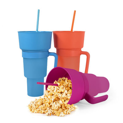カスタマイズされたカラーコーヒーカップ 2 in 1 シネマ飲料カップ スナックトレイとストロー