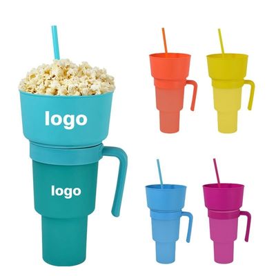 カスタマイズされたカラーコーヒーカップ 2 in 1 シネマ飲料カップ スナックトレイとストロー