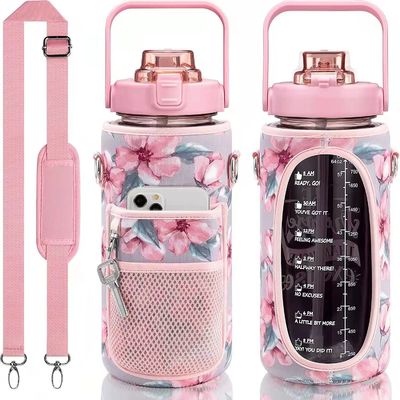 アメリカンスタイル 64オンス 半ガロン 水瓶 大容量 2000ml 袖とストラップ