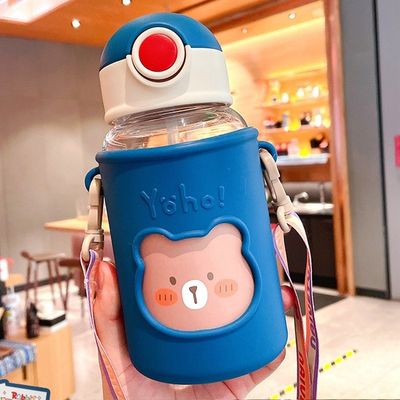 ポータブル 620ml 3D スチッカー プラスチック 水瓶 可愛い熊瓶 子供と学生のための