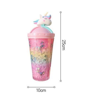 バック・トゥ・スクール 水瓶 最新のダブルウォール ストローと蓋付きのプラスチックタンブラー