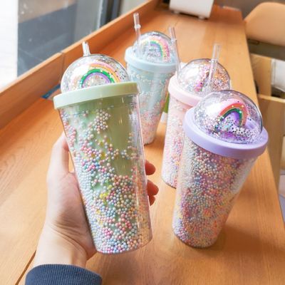 ドブルレイヤーのネット レッドインス 水杯とストローの家庭用オフィス朝食ミルクジュースカップ