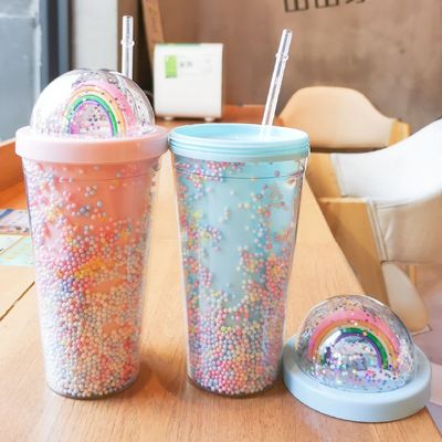 ドブルレイヤーのネット レッドインス 水杯とストローの家庭用オフィス朝食ミルクジュースカップ