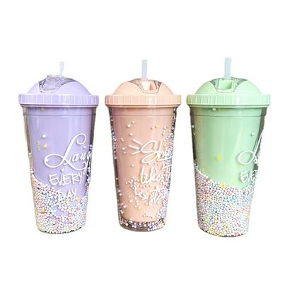 熱隔熱性能 550ml 透明なBPAフリー グリッター アイスクリーム トラベルタンブラー